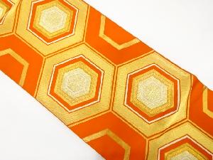 アンティーク　重ね亀甲模様織り出し袋帯(着用可)